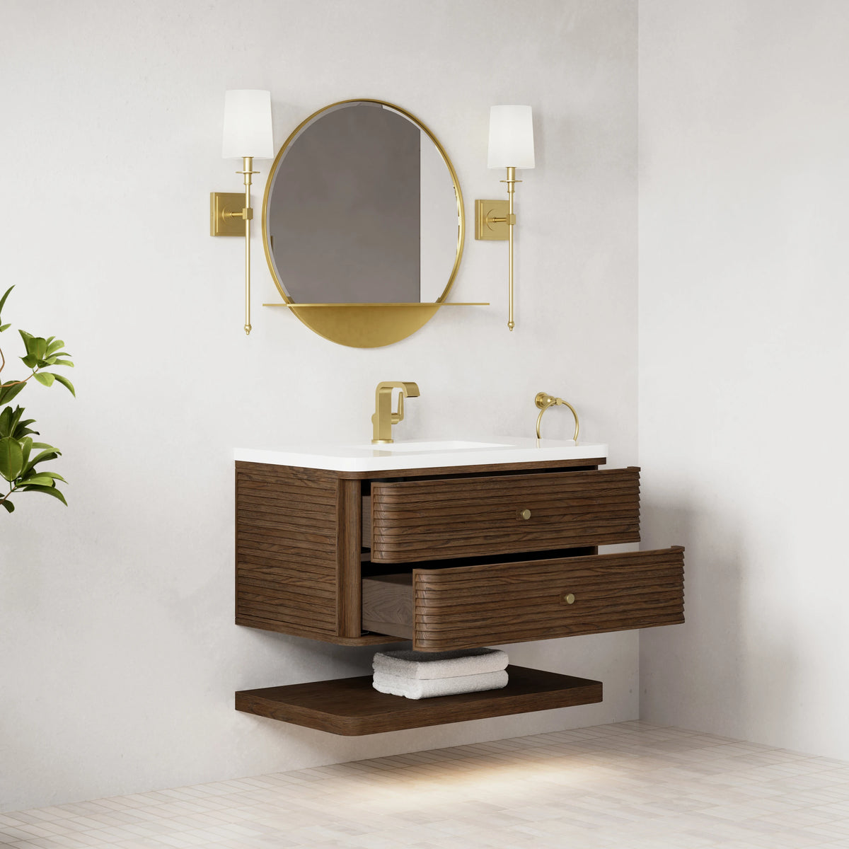 Allamari 36" Single Vanity, Sable w/ Single Hole 3 CM White Zeus Silestone Top, view 8