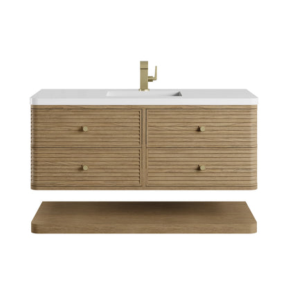 Allamari 48" Single Vanity, Dune Mist w/ Single Hole 3 CM White Zeus Silestone Top