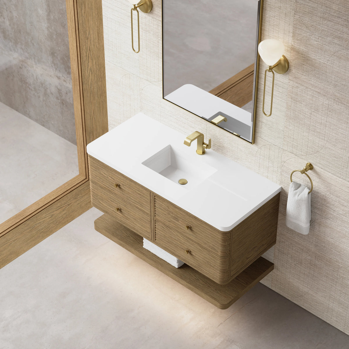 Allamari 48" Single Vanity, Dune Mist w/ Single Hole 3 CM White Zeus Silestone Top, view 11