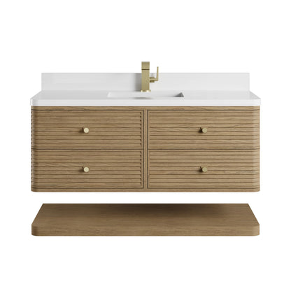 Allamari 48" Single Vanity, Dune Mist w/ Single Hole 3 CM White Zeus Silestone Top, view 2