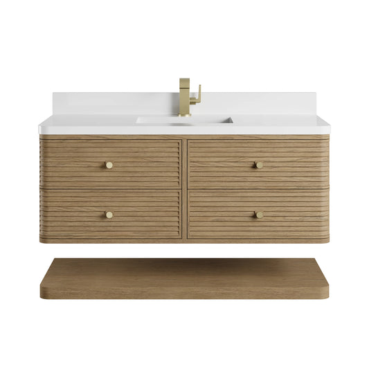 Allamari 48" Single Vanity, Dune Mist w/ Single Hole 3 CM White Zeus Silestone Top, view 2
