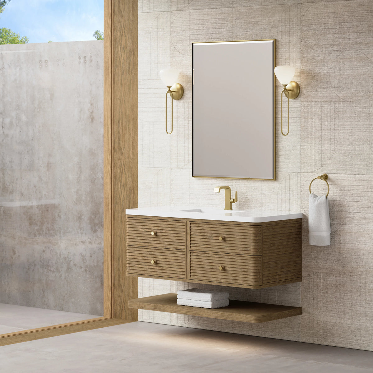 Allamari 48" Single Vanity, Dune Mist w/ Single Hole 3 CM White Zeus Silestone Top, view 7