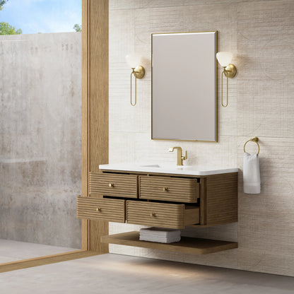 Allamari 48" Single Vanity, Dune Mist w/ Single Hole 3 CM White Zeus Silestone Top, view 8