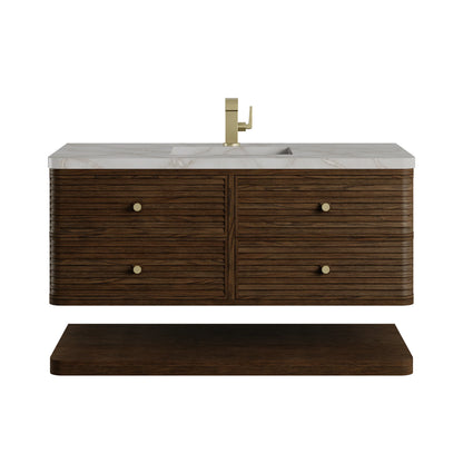 Allamari 48" Single Vanity, Sable w/ Single Hole 3 CM Victorian Silver Silestone Top