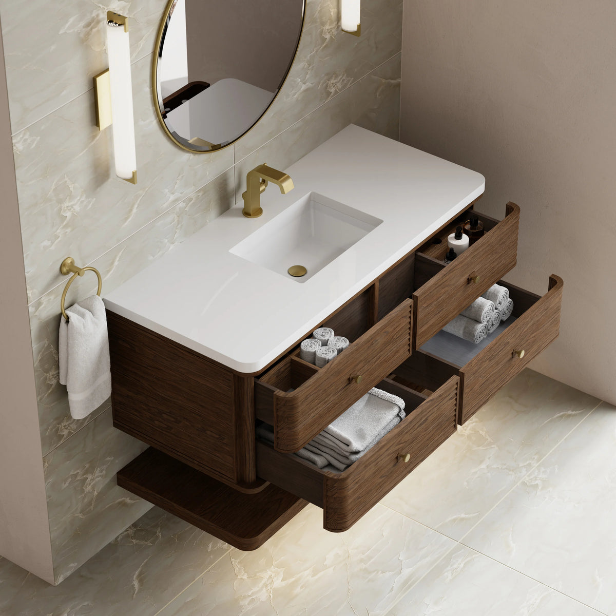 Allamari 48" Single Vanity, Sable w/ Single Hole 3 CM White Zeus Silestone Top, view 9