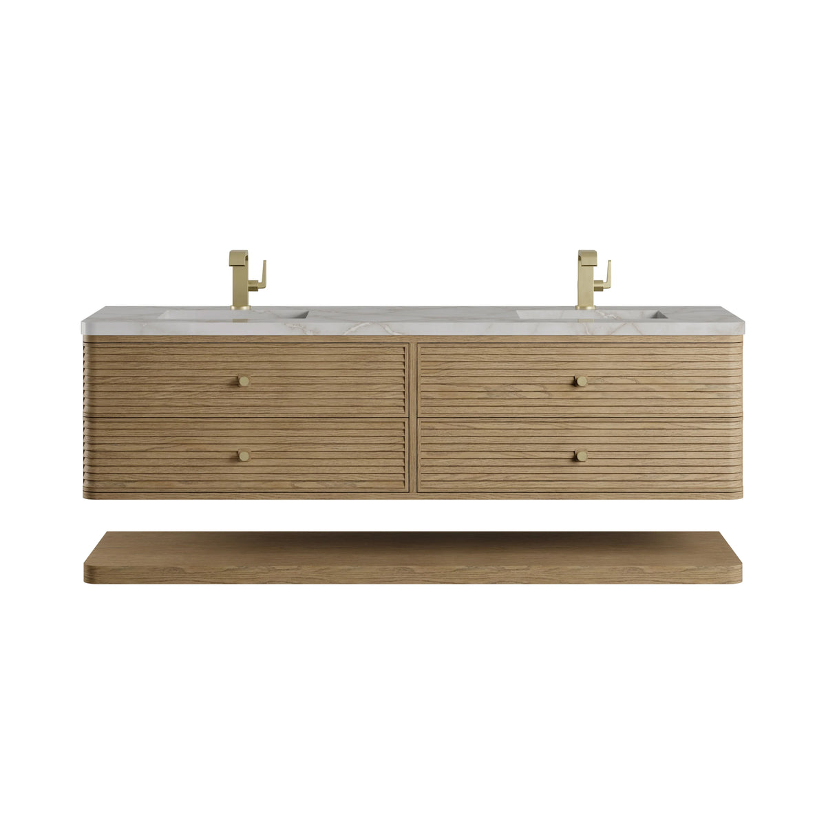 Allamari 72" Double Vanity, Dune Mist w/ Single Hole 3 CM Victorian Silver Silestone Top