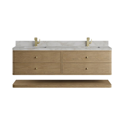 Allamari 72" Double Vanity, Dune Mist w/ Single Hole 3 CM Victorian Silver Silestone Top, view 2