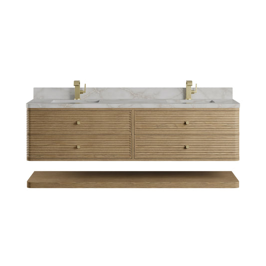 Allamari 72" Double Vanity, Dune Mist w/ Single Hole 3 CM Victorian Silver Silestone Top, view 2