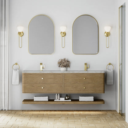 Allamari 72" Double Vanity, Dune Mist w/ Single Hole 3 CM Victorian Silver Silestone Top, view 4