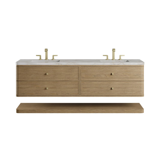 Allamari 72" Double Vanity, Dune Mist w/ 3 CM Victorian Silver Top w/FreePower Wireless Charger