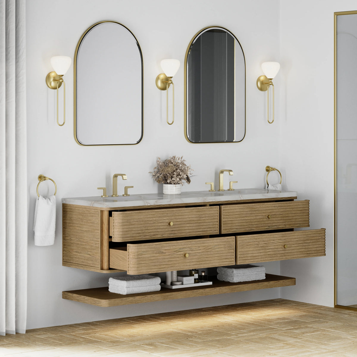 Allamari 72" Double Vanity, Dune Mist w/ 3 CM Victorian Silver Top w/FreePower Wireless Charger, view 6
