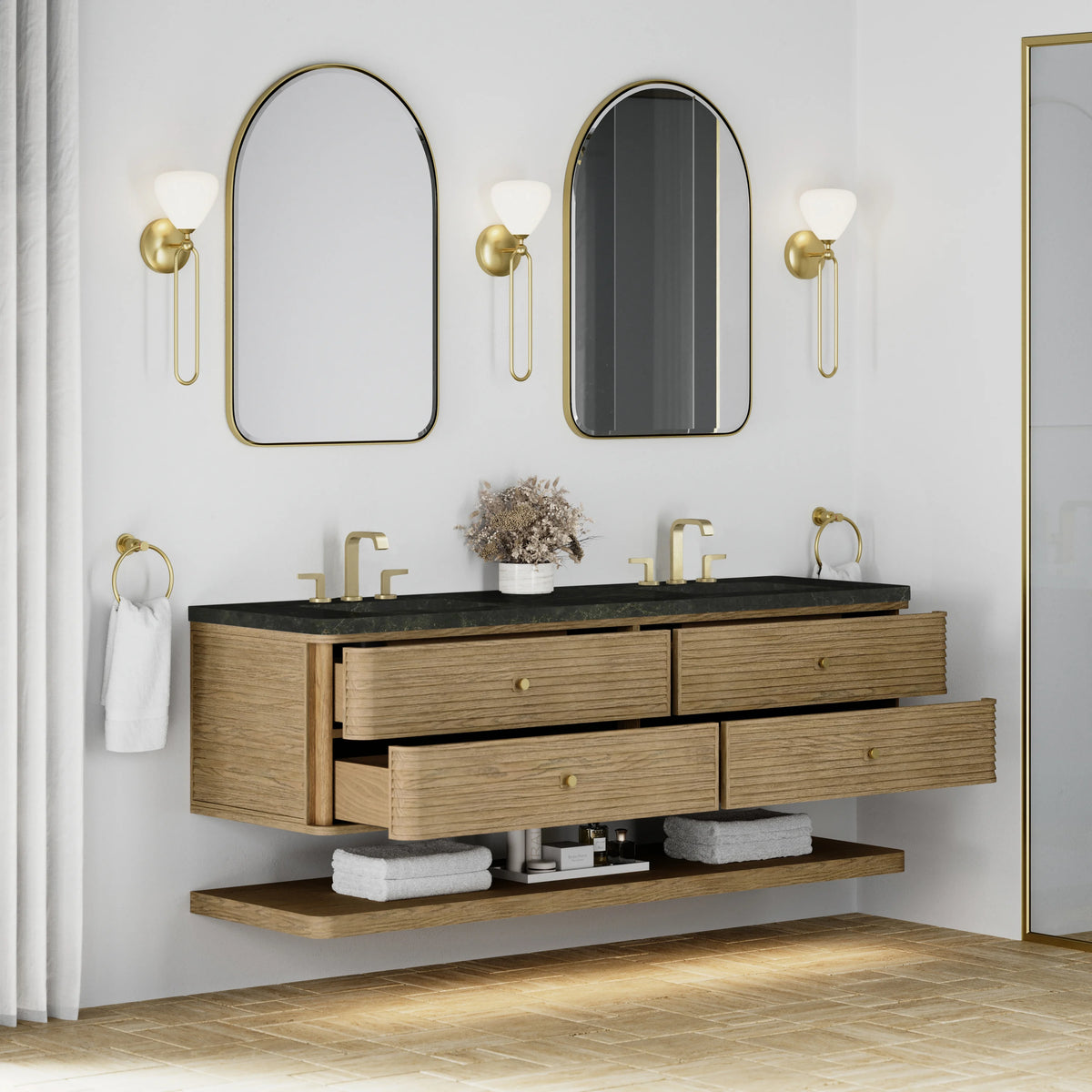 Allamari 72" Double Vanity, Dune Mist w/ 3 CM Phantome Eclos Top, view 5