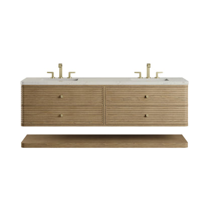 Allamari 72" Double Vanity, Dune Mist w/ 3 CM Siberian Silestone Top