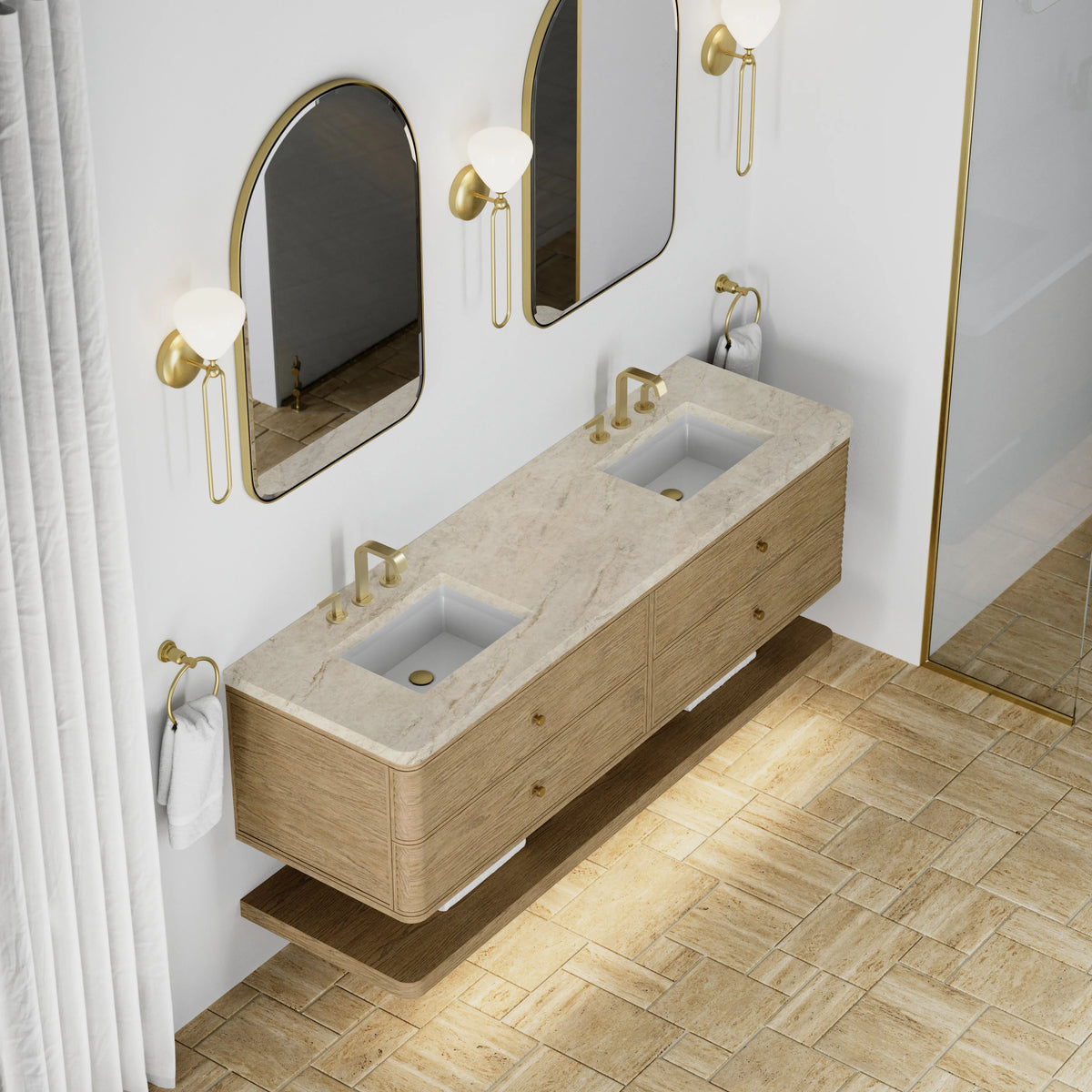 Allamari 72" Double Vanity, Dune Mist w/ 3 CM Tajnar Eclos Top, view 7
