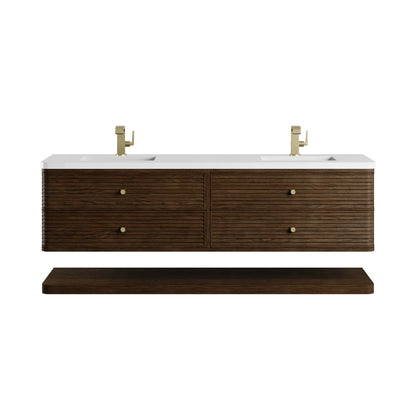 Allamari 72" Double Vanity, Sable w/ Single Hole 3 CM White Zeus Silestone Top