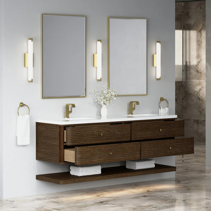 Allamari 72" Double Vanity, Sable w/ Single Hole 3 CM White Zeus Silestone Top, view 8