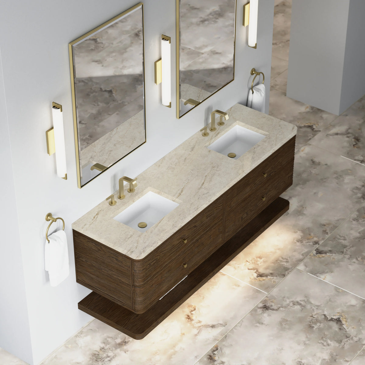 Allamari 72" Double Vanity, Sable w/ 3 CM Tajnar Eclos Top, view 7