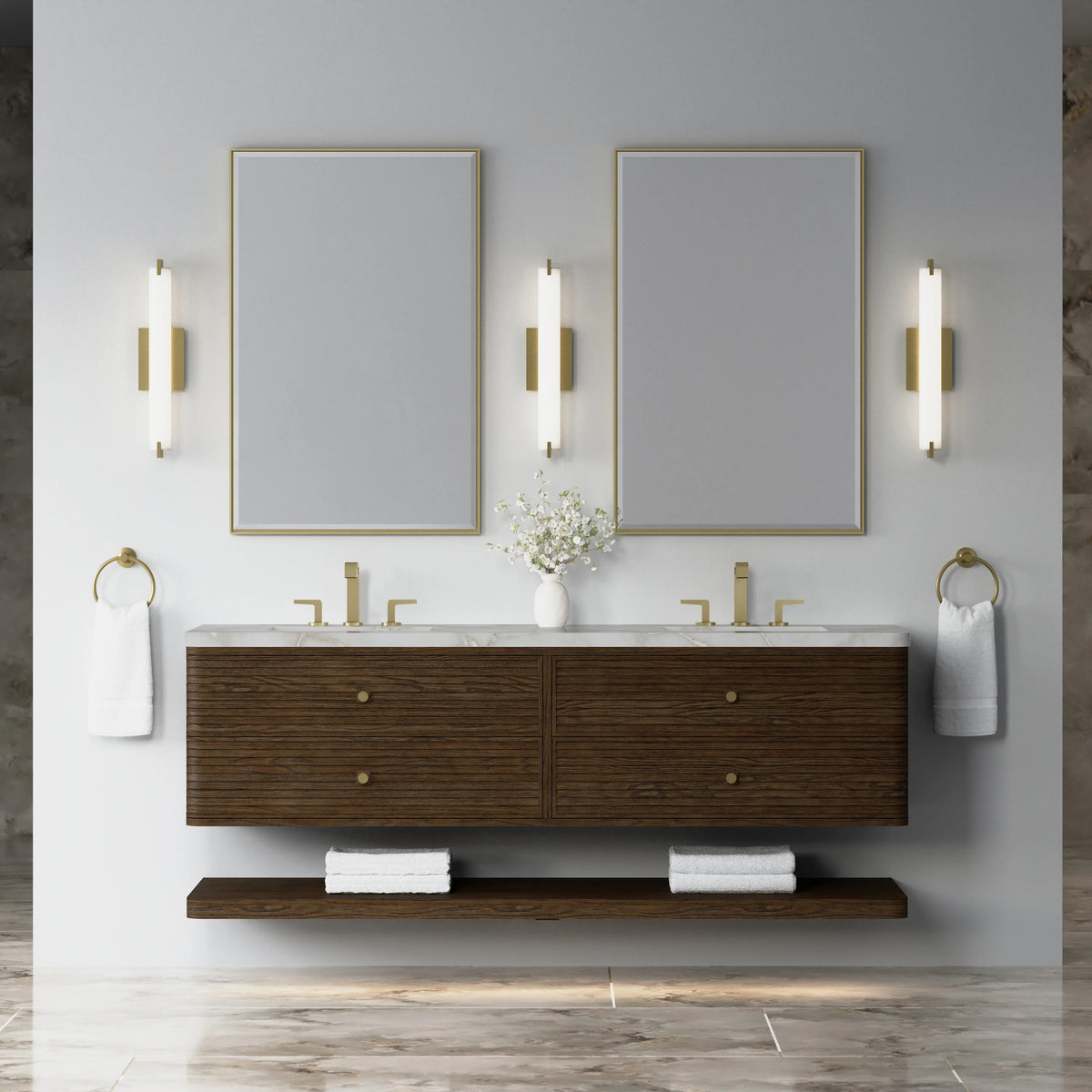 Allamari 72" Double Vanity, Sable w/ 3 CM Victorian Silver Silestone Top, view 3