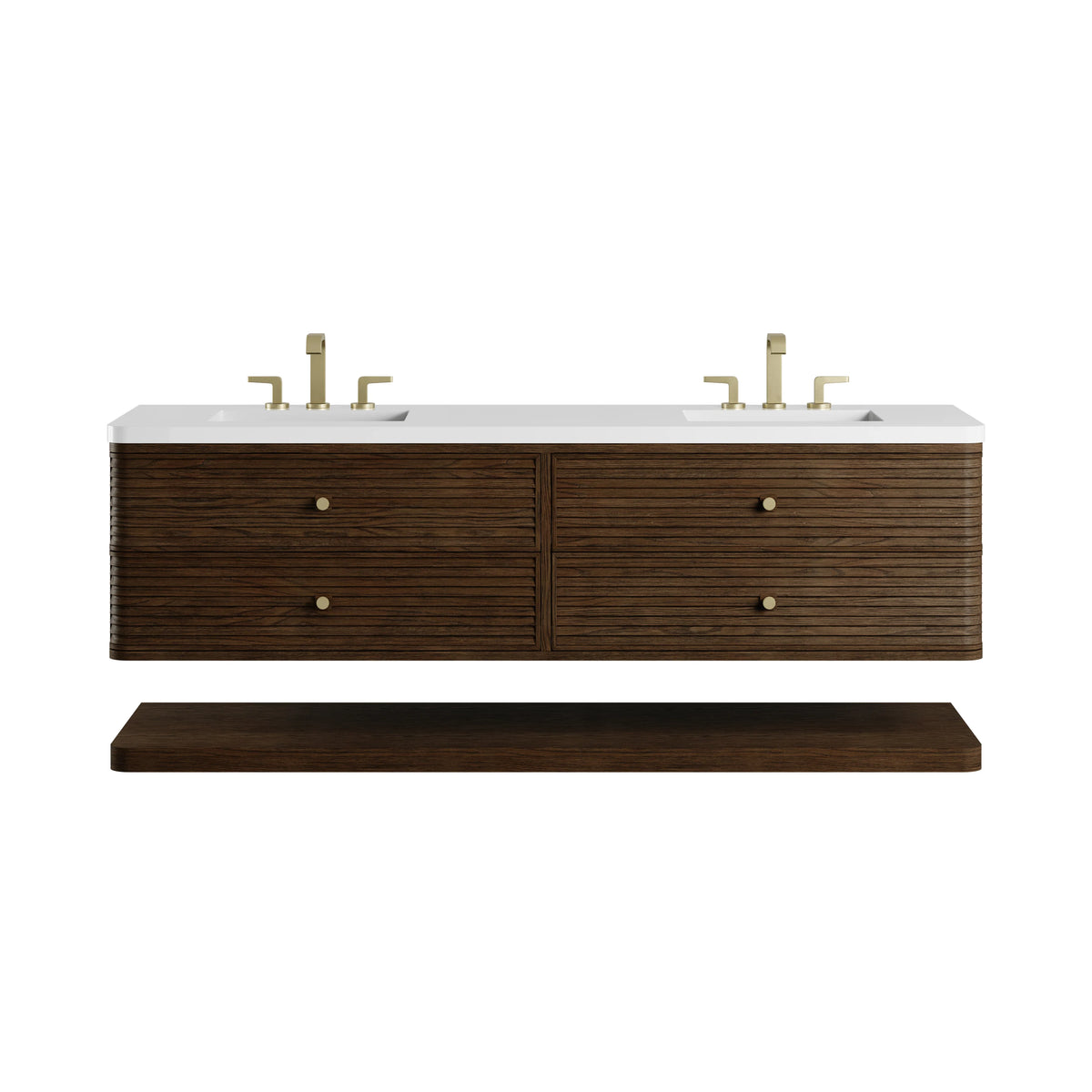 Allamari 72" Double Vanity, Sable w/ 3 CM White Zeus Silestone Top