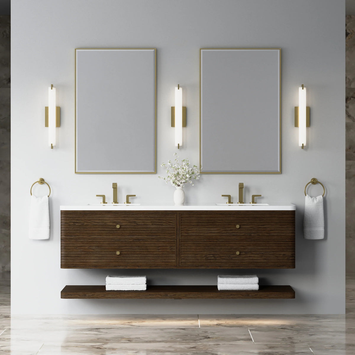Allamari 72" Double Vanity, Sable w/ 3 CM White Zeus Silestone Top, view 4