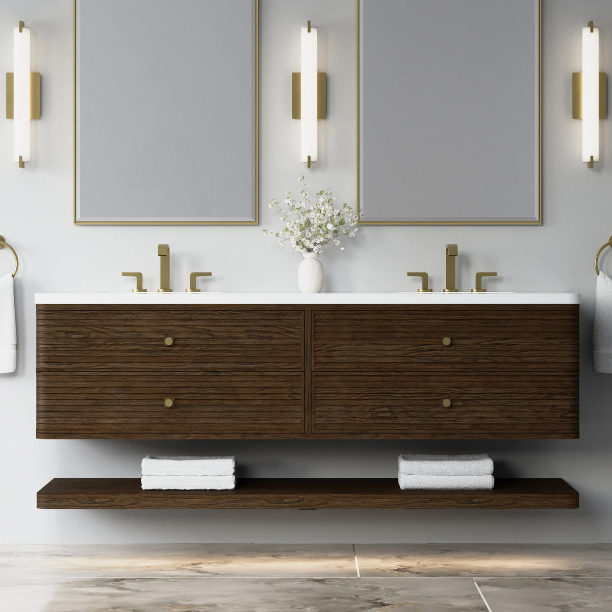Allamari 72" Double Vanity, Sable w/ 3 CM White Zeus Silestone Top, view 5