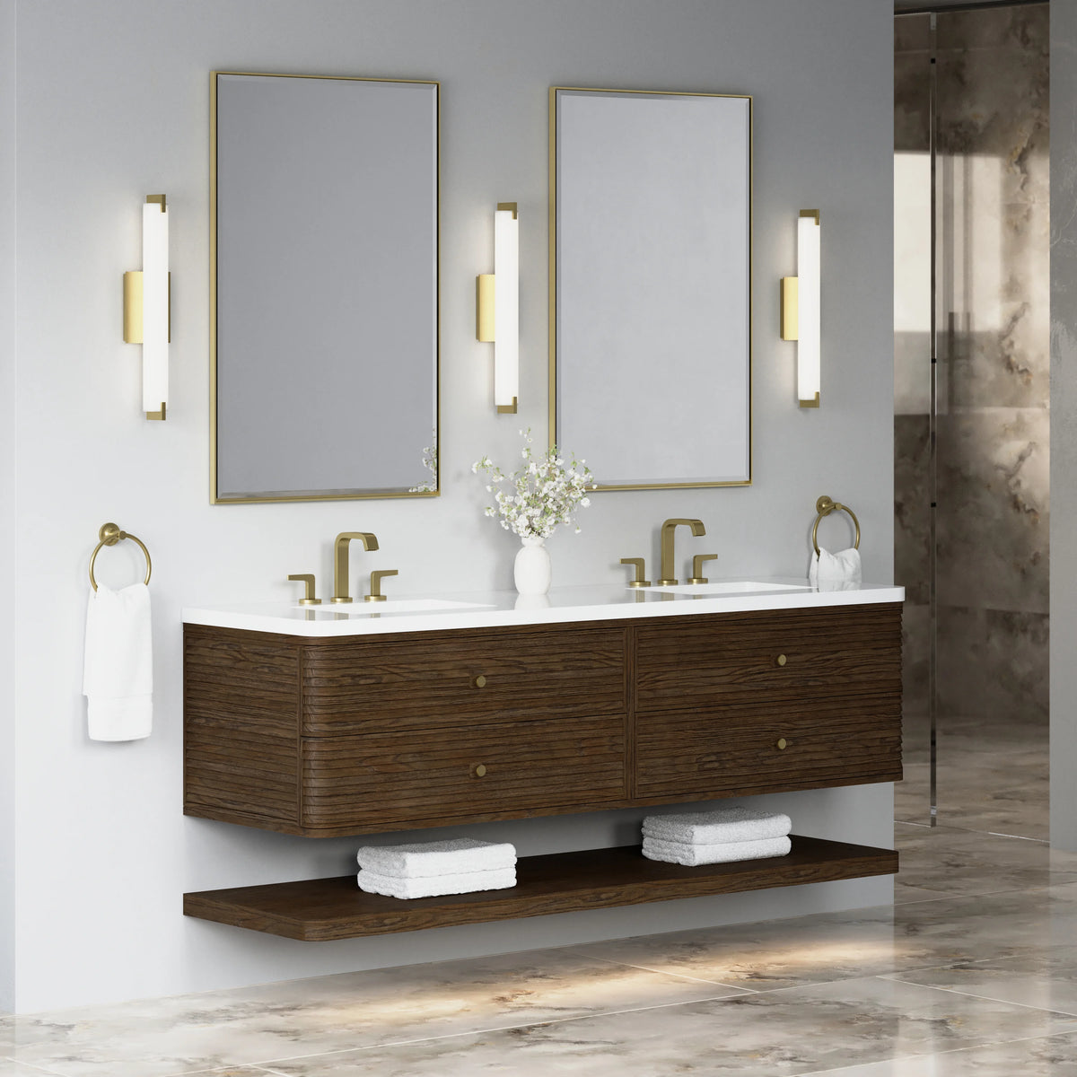Allamari 72" Double Vanity, Sable w/ 3 CM White Zeus Silestone Top, view 7