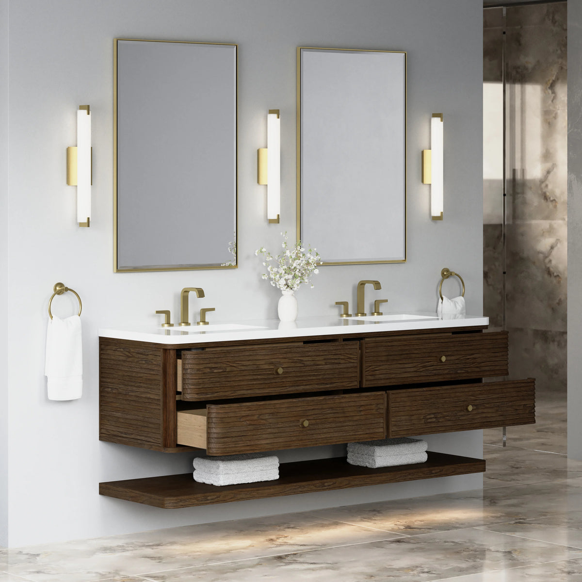 Allamari 72" Double Vanity, Sable w/ 3 CM White Zeus Silestone Top, view 8