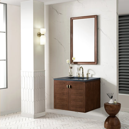 Amberly 30" Single Vanity, Mid-Century Walnut w/ 3 CM Charcoal Soapstone Top, view 8