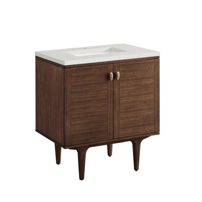 Amberly 30" Single Vanity, Mid-Century Walnut w/ 3 CM Lime Delight Top, view 16