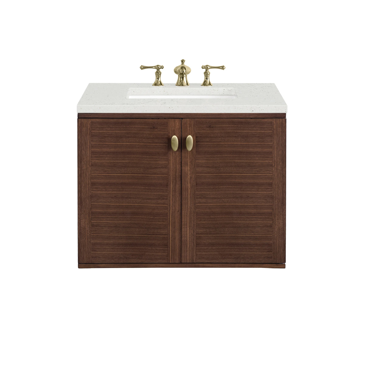 Amberly 30" Single Vanity, Mid-Century Walnut w/ 3 CM Lime Delight Top, view 2