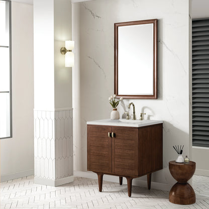 Amberly 30" Single Vanity, Mid-Century Walnut w/ 3 CM Lime Delight Top, view 7
