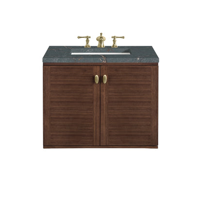 Amberly 30" Single Vanity, Mid-Century Walnut w/ 3 CM Parisien Bleu Top, view 2
