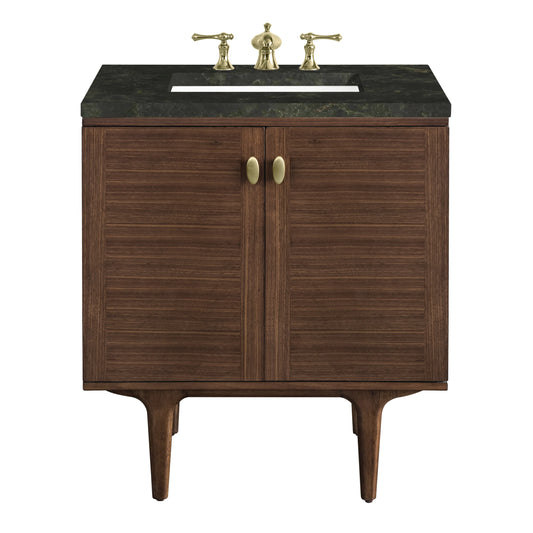 Amberly 30" Single Vanity, Mid-Century Walnut, w/ 3 CM Phantome Eclos Top