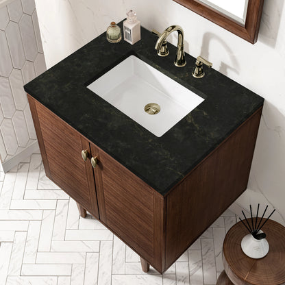 Amberly 30" Single Vanity, Mid-Century Walnut, w/ 3 CM Phantome Eclos Top, view 11