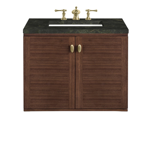 Amberly 30" Single Vanity, Mid-Century Walnut, w/ 3 CM Phantome Eclos Top, view 2