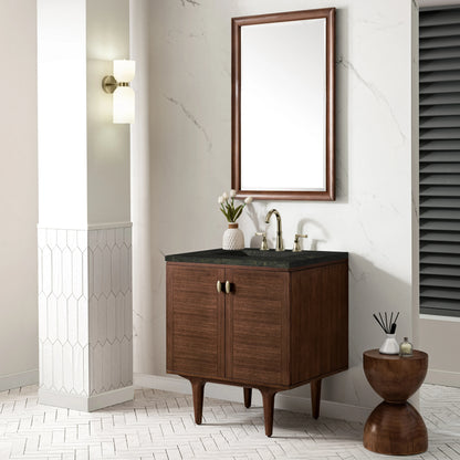 Amberly 30" Single Vanity, Mid-Century Walnut, w/ 3 CM Phantome Eclos Top, view 7