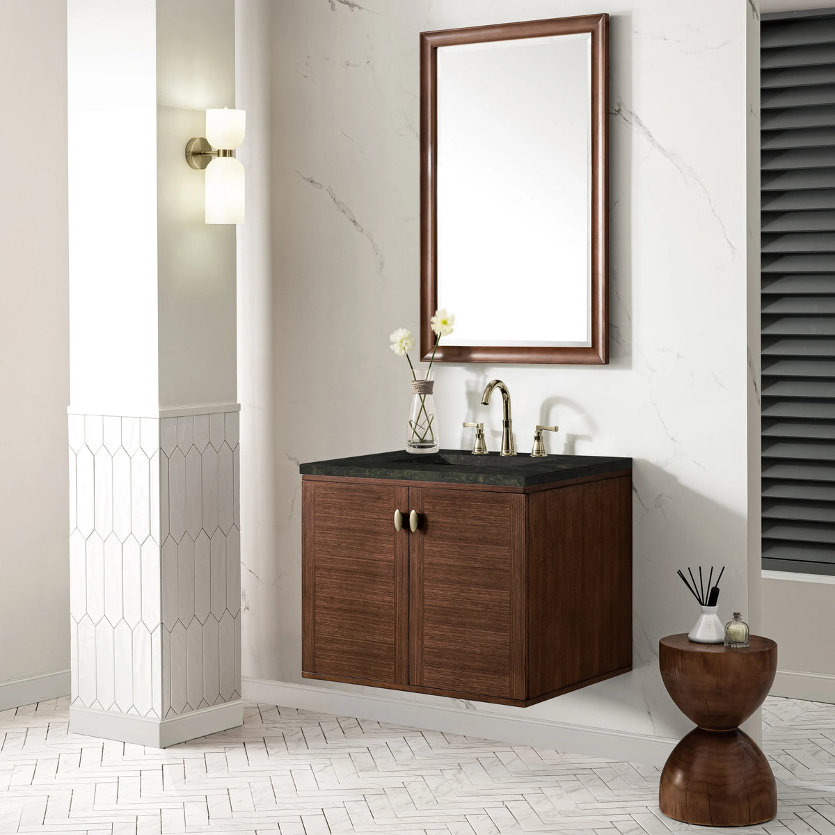 Amberly 30" Single Vanity, Mid-Century Walnut, w/ 3 CM Phantome Eclos Top, view 8