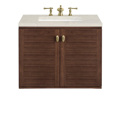 Amberly 30" Single Vanity, Mid-Century Walnut, w/ 3 CM Siberian Silestone Top, view 2