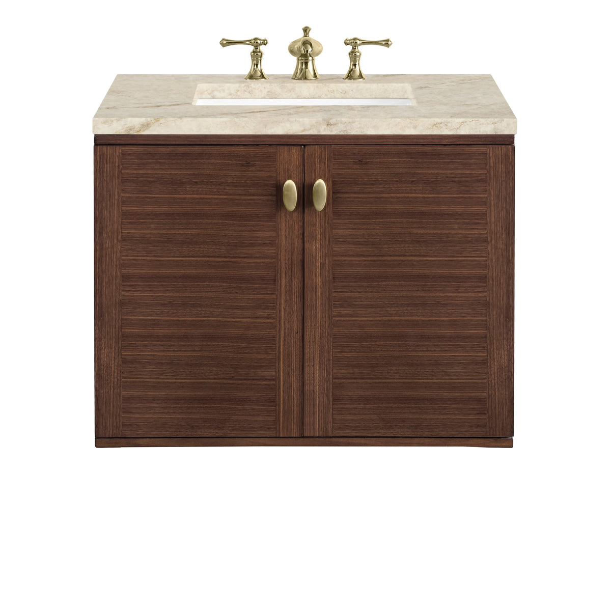 Amberly 30" Single Vanity, Mid-Century Walnut, w/ 3 CM Tajnar Eclos Top, view 2