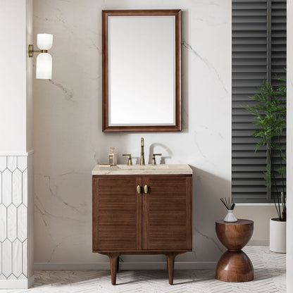 Amberly 30" Single Vanity, Mid-Century Walnut, w/ 3 CM Tajnar Eclos Top, view 5