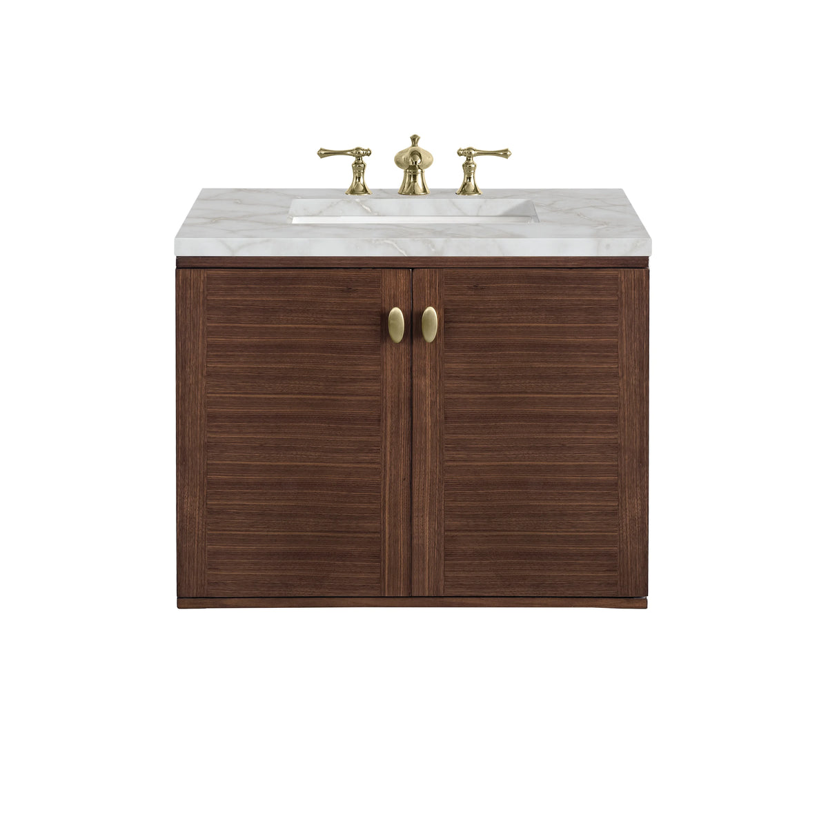 Amberly 30" Single Vanity, Mid-Century Walnut w/ 3 CM Victorian Silver Top, view 2