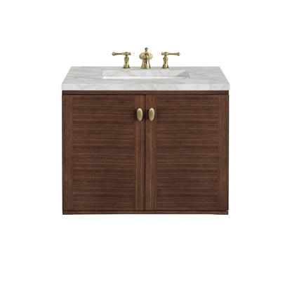 Amberly 30" Single Vanity, Mid-Century Walnut w/ 3 CM Victorian Silver Top, view 2