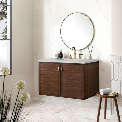 Amberly 36" Single Vanity, Mid-Century Walnut w/ 3 CM Lime Delight Top, view 8
