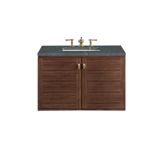 Amberly 36" Single Vanity, Mid-Century Walnut w/ 3 CM Parisien Bleu Top, view 2
