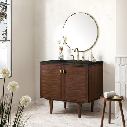 Amberly 36" Single Vanity, Mid-Century Walnut, w/ 3 CM Phantome Eclos Top, view 7