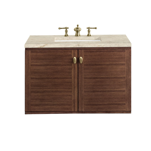 Amberly 36" Single Vanity, Mid-Century Walnut, w/ 3 CM Tajnar Eclos Top, view 2