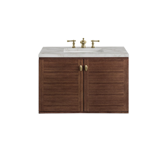 Amberly 36" Single Vanity, Mid-Century Walnut w/ 3 CM Victorian Silver Top, view 2