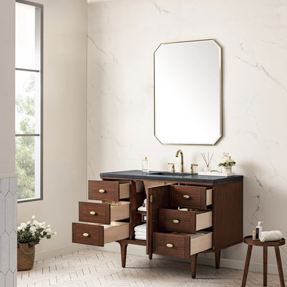 Amberly 48" Single Vanity, Mid-Century Walnut w/ 3 CM Charcoal Soapstone Top, view 11