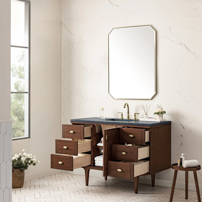 Amberly 48" Single Vanity, Mid-Century Walnut w/ 3 CM Charcoal Soapstone Top, view 13