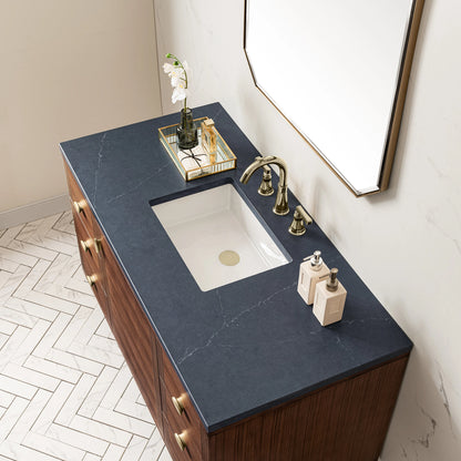 Amberly 48" Single Vanity, Mid-Century Walnut w/ 3 CM Charcoal Soapstone Top, view 18